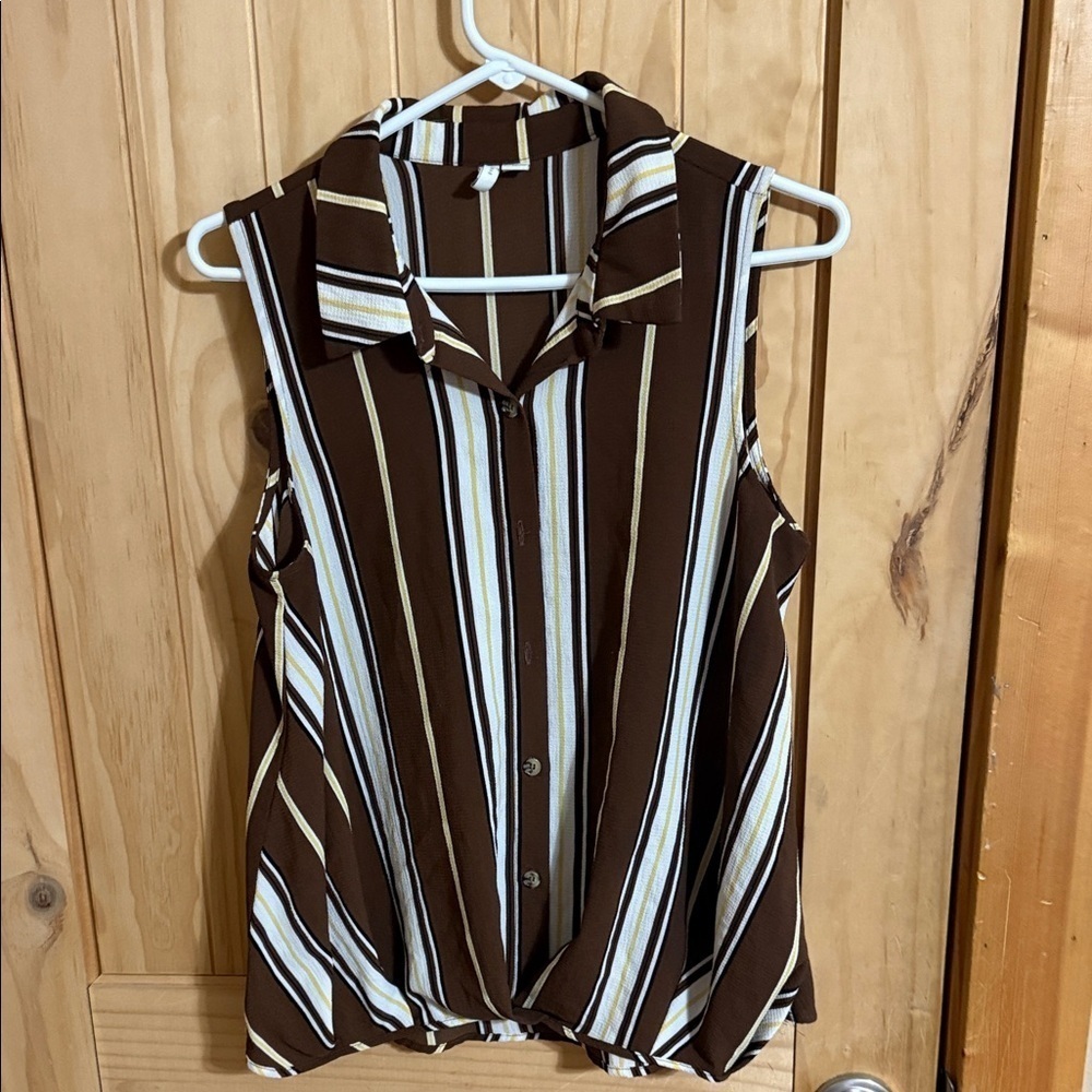 EST. 1946 Striped Brown Sleeveless Top